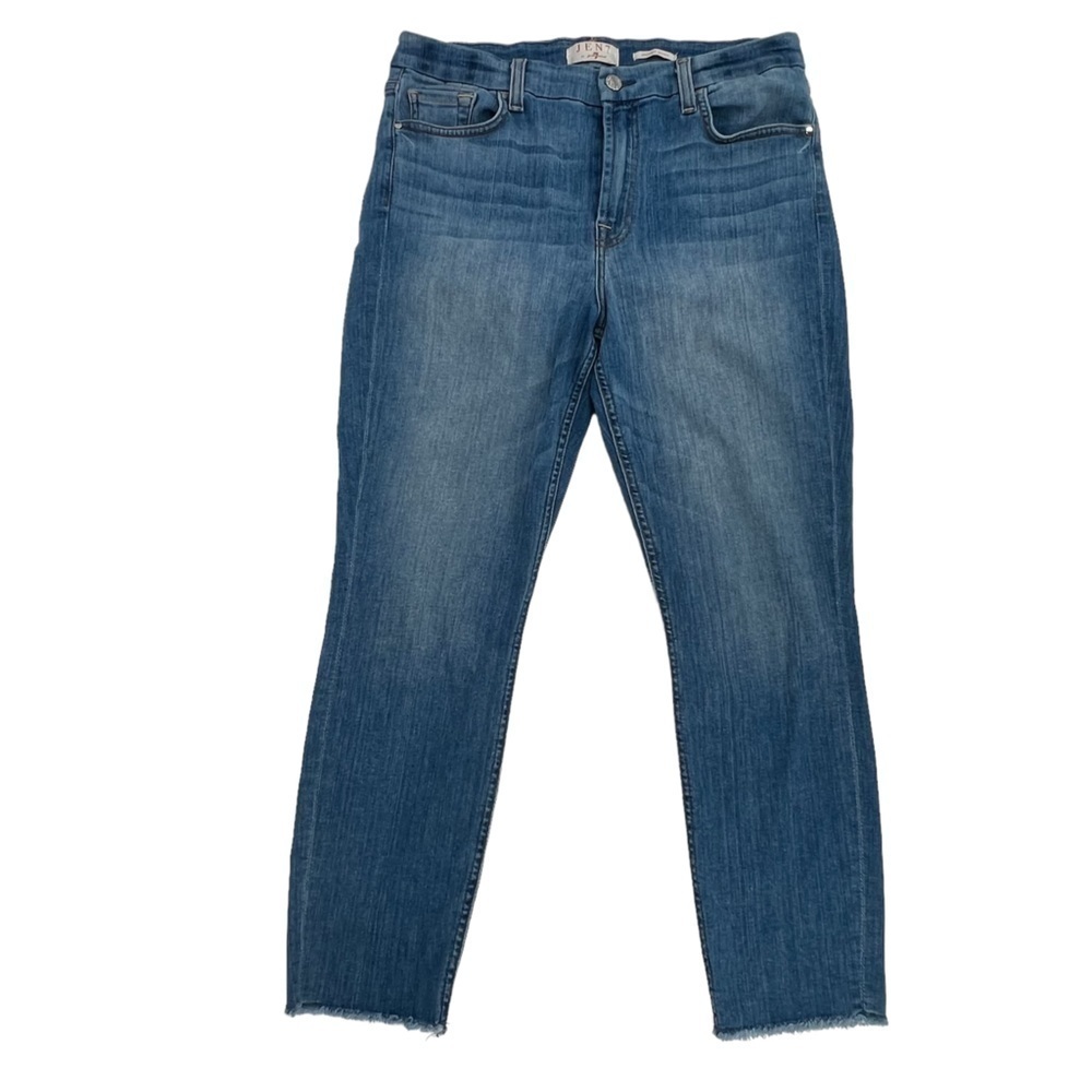JEN7 By 7 For All Mankind Cropped Skinny Raw Hem Jeans Size 10 Women's